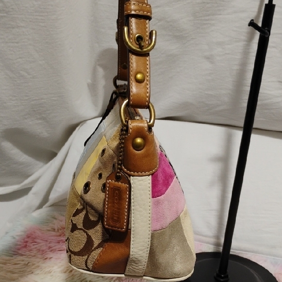 SALE! Authentic Coach Pastel Patchwork Small Vintage Y2K Shoulder Bag W Hangtag - Picture 6 of 16